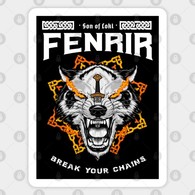 Sons of Loki: Fenrir the unchained-Norse mythology design Magnet by JustJoshDesigns